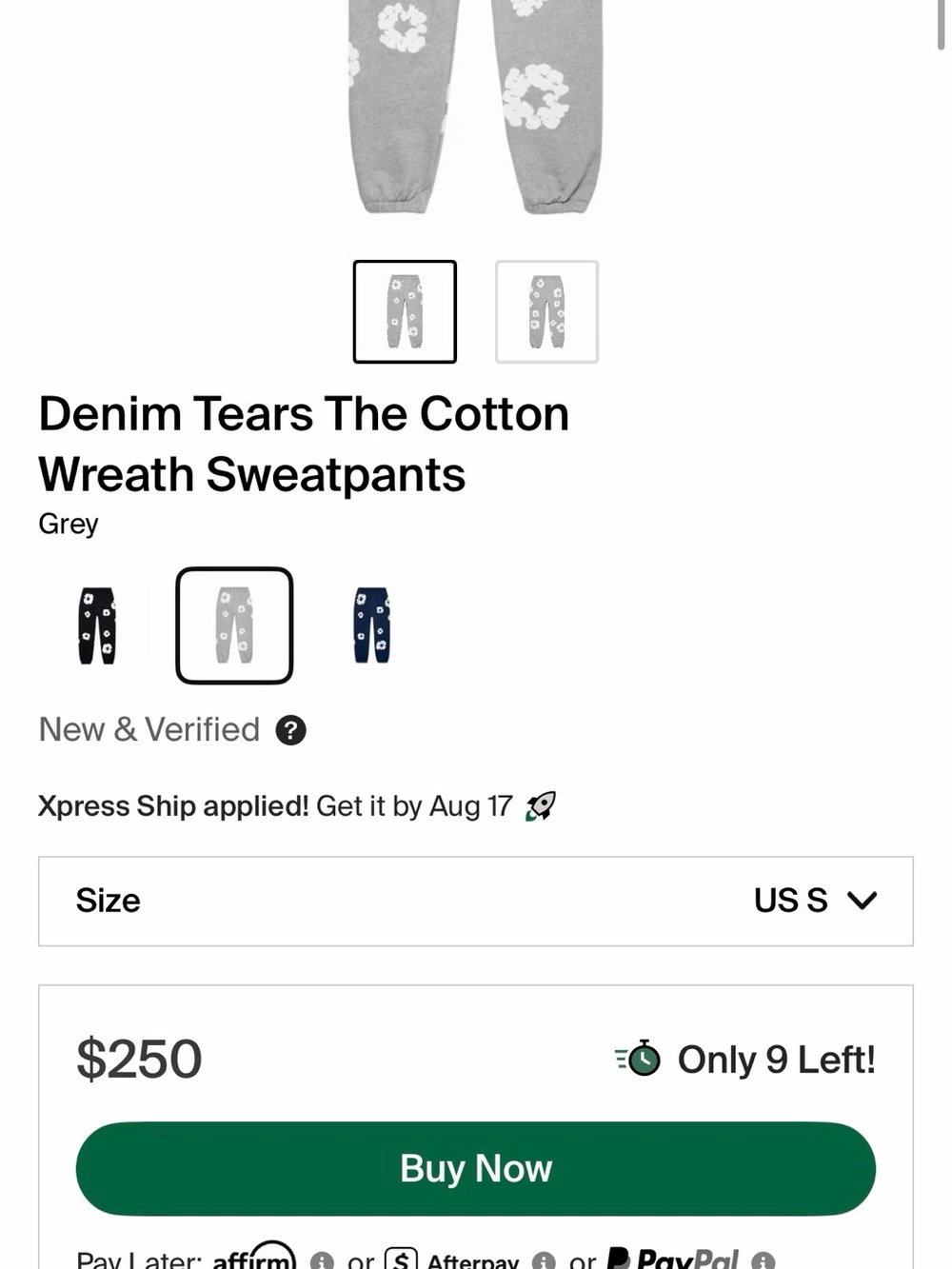 Denim Tears Gray Sweat pants